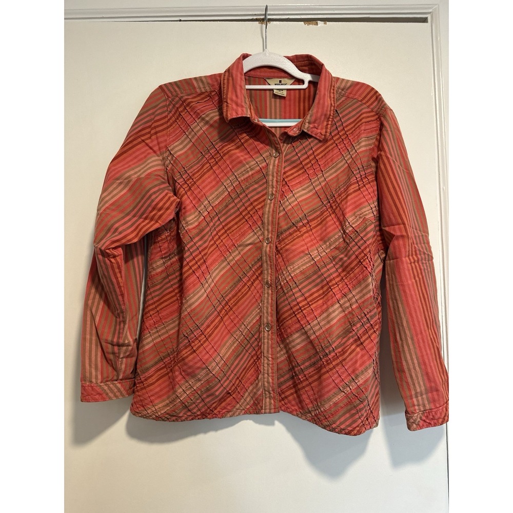 Woolrich Classic Preppy Striped Pleated Button Down Shirt Sz:XL P Red Cotton